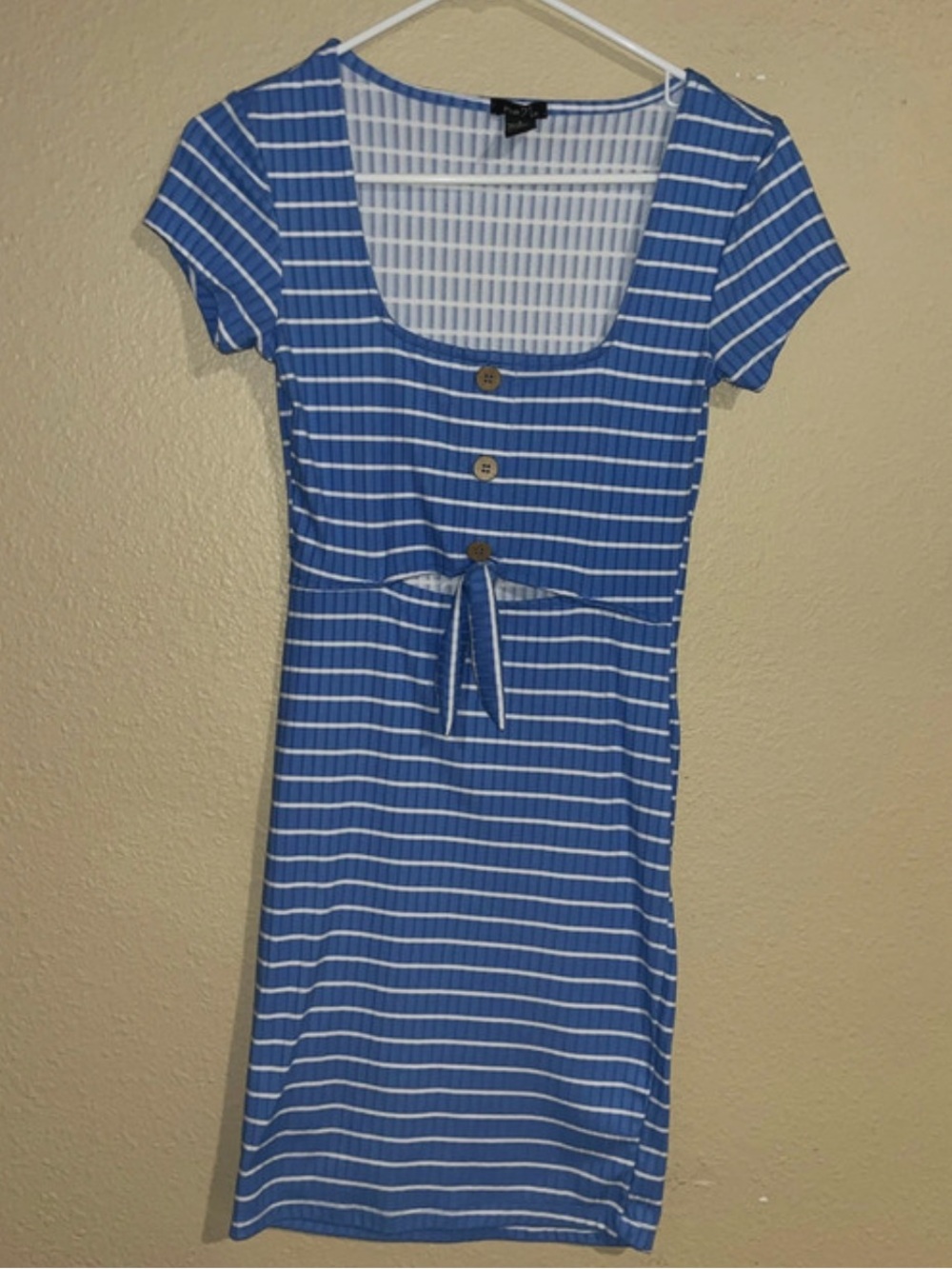 Rue21 Blue and White Striped Scoop-Neck Knit Mini Dress